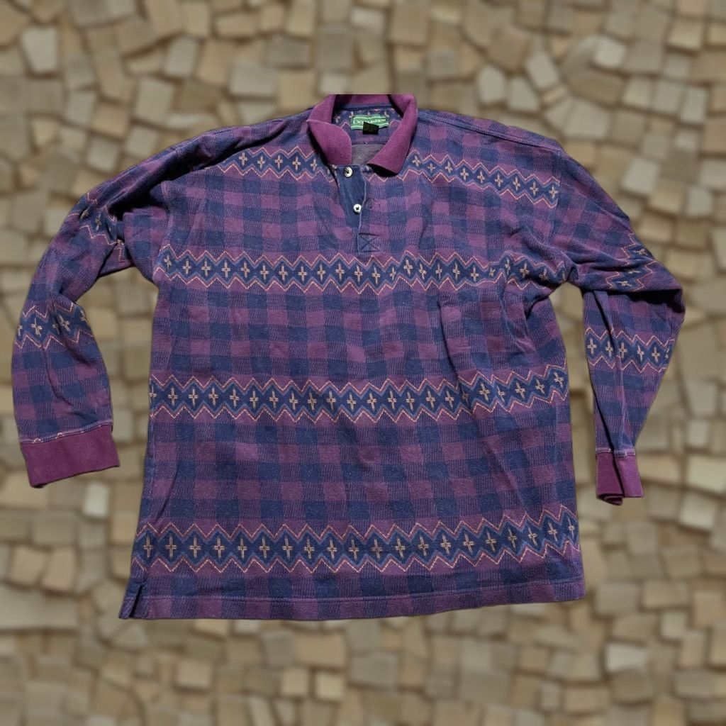 Croft & Barrow Croft & Barrow Shirt, Men's XL, Plaid, Long Sleeve, 1/4 Button, Purple Blue, Casual, Regular Fit, Vintage: No Size US XL / EU 56 / 4 - 1 Thumbnail