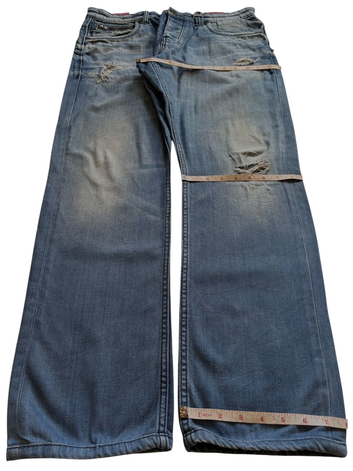 Japanese Brand Vintage Japanese Brand Blue Wash Ripped Loose Jeans Size US 34 / EU 50 - 17 Thumbnail