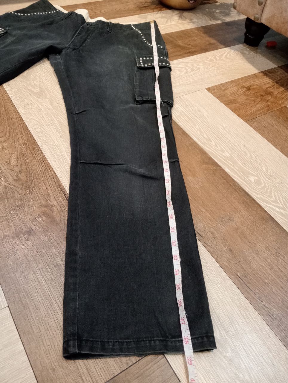 Japanese Brand POWER TO THE PEOPLE JAPAN FADED BLACK STUDDED CARGO PANTS Size US 36 / EU 52 - 14 Thumbnail