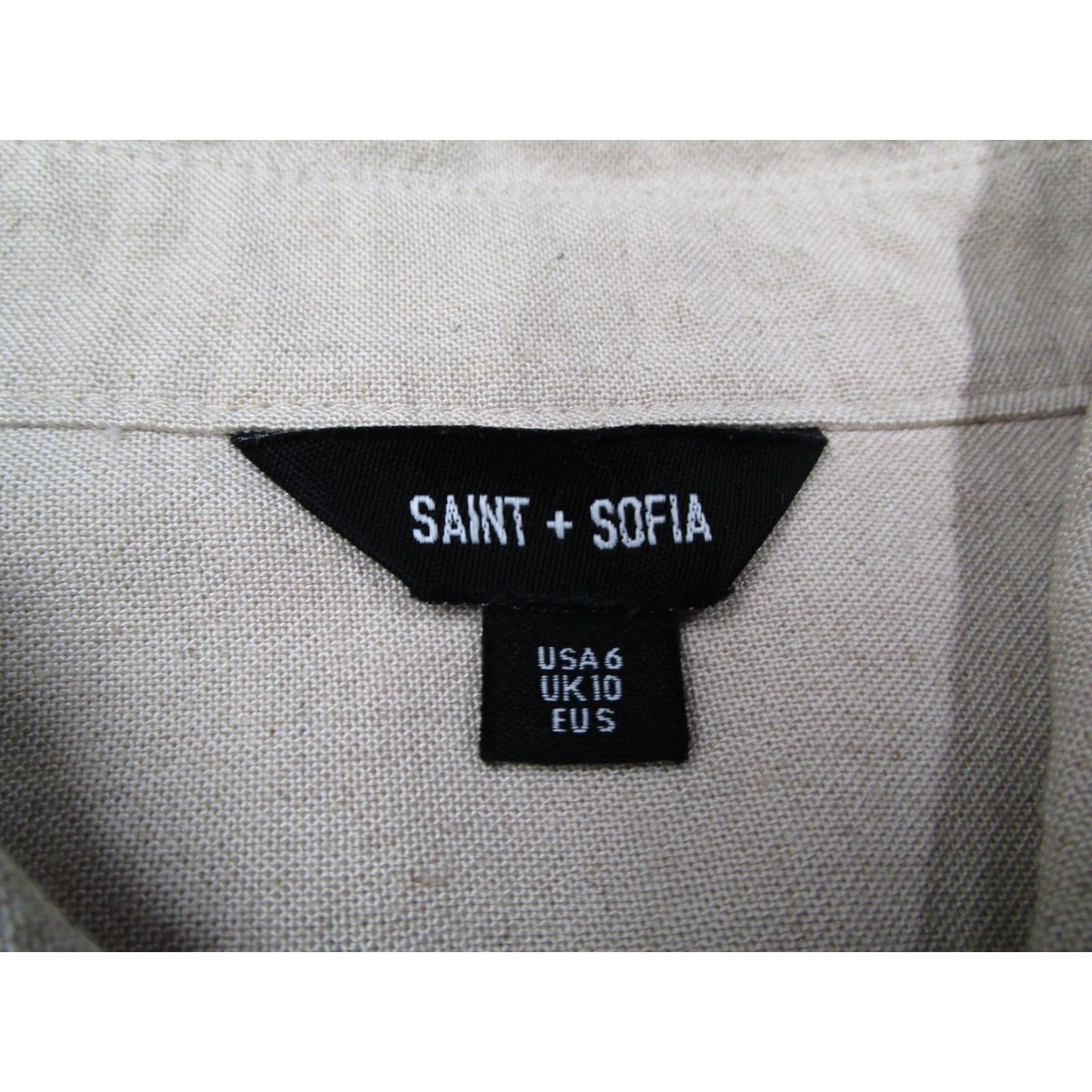 Vintage Saint Sofia Shirt Women 6 Beige Linen Blend Button Up Long Sleeve Travel Work Shirt Size M / US 6-8 / IT 42-44 - 3 Thumbnail