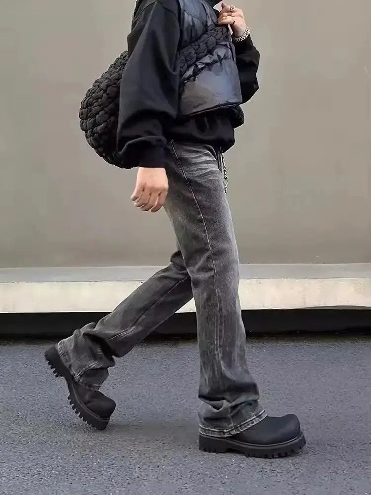 Japanese Brand Retro Gray Brushed Flare Jean Size US 32 / EU 48 - 5 Thumbnail