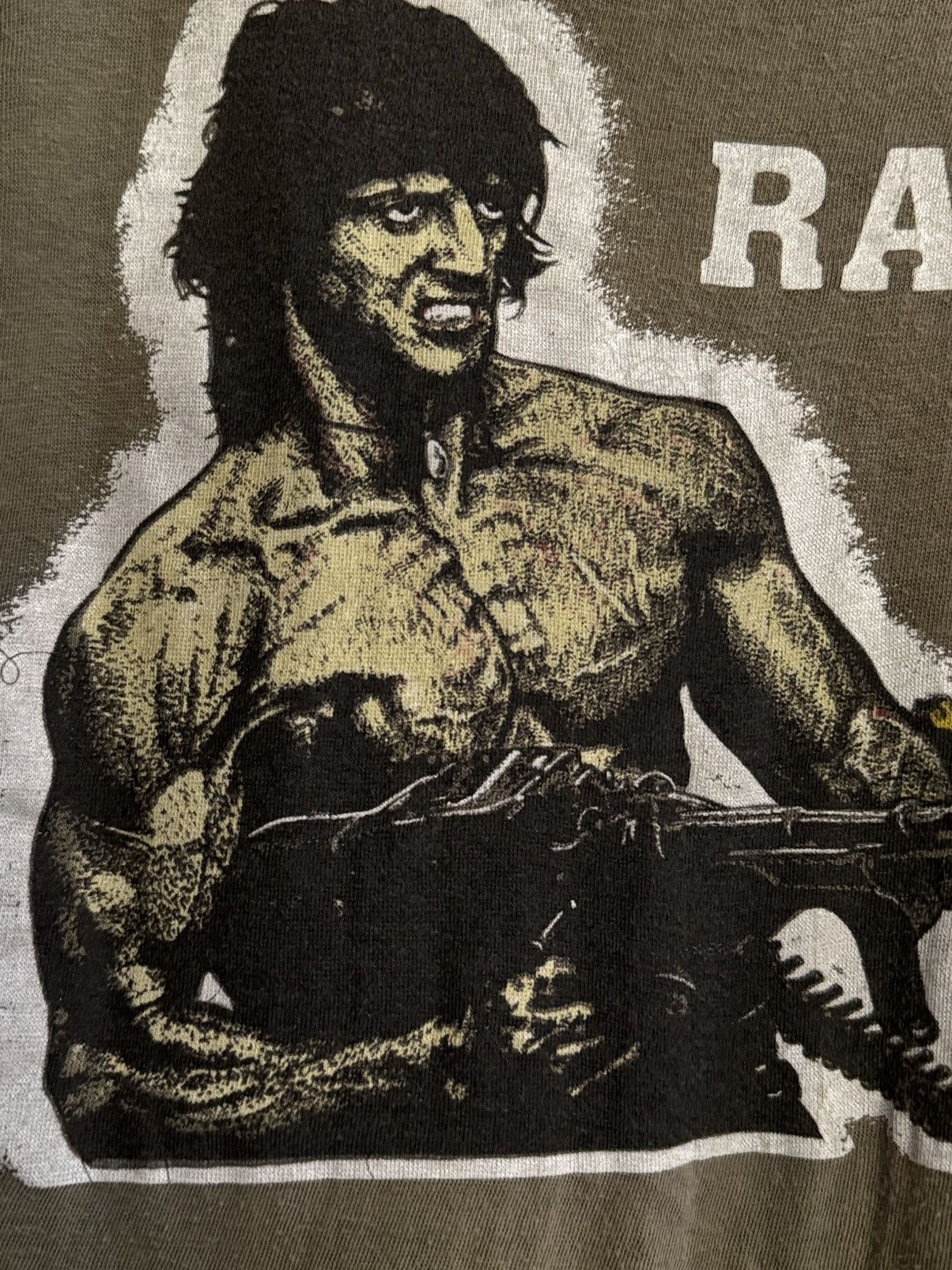 Vintage Thrashed Vintage 80s Rambo Movie Promo Sun Faded Tee Size US M / EU 48-50 / 2 - 3 Thumbnail