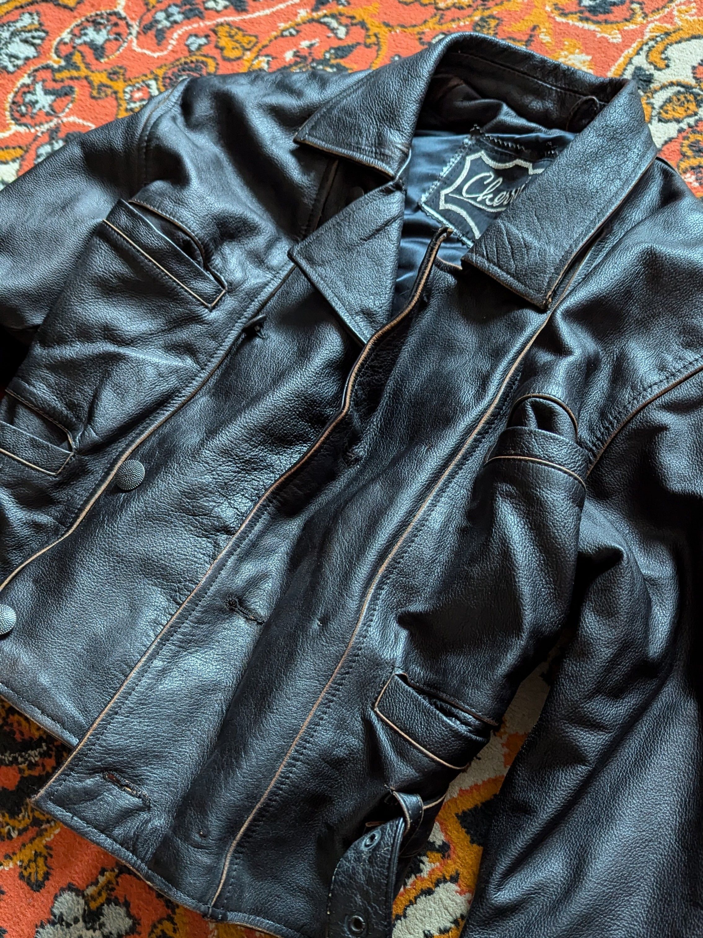 Vintage Cherry Vintage Heavyweight Leather Jacket Size US S / EU 44-46 / 1 - 2 Thumbnail