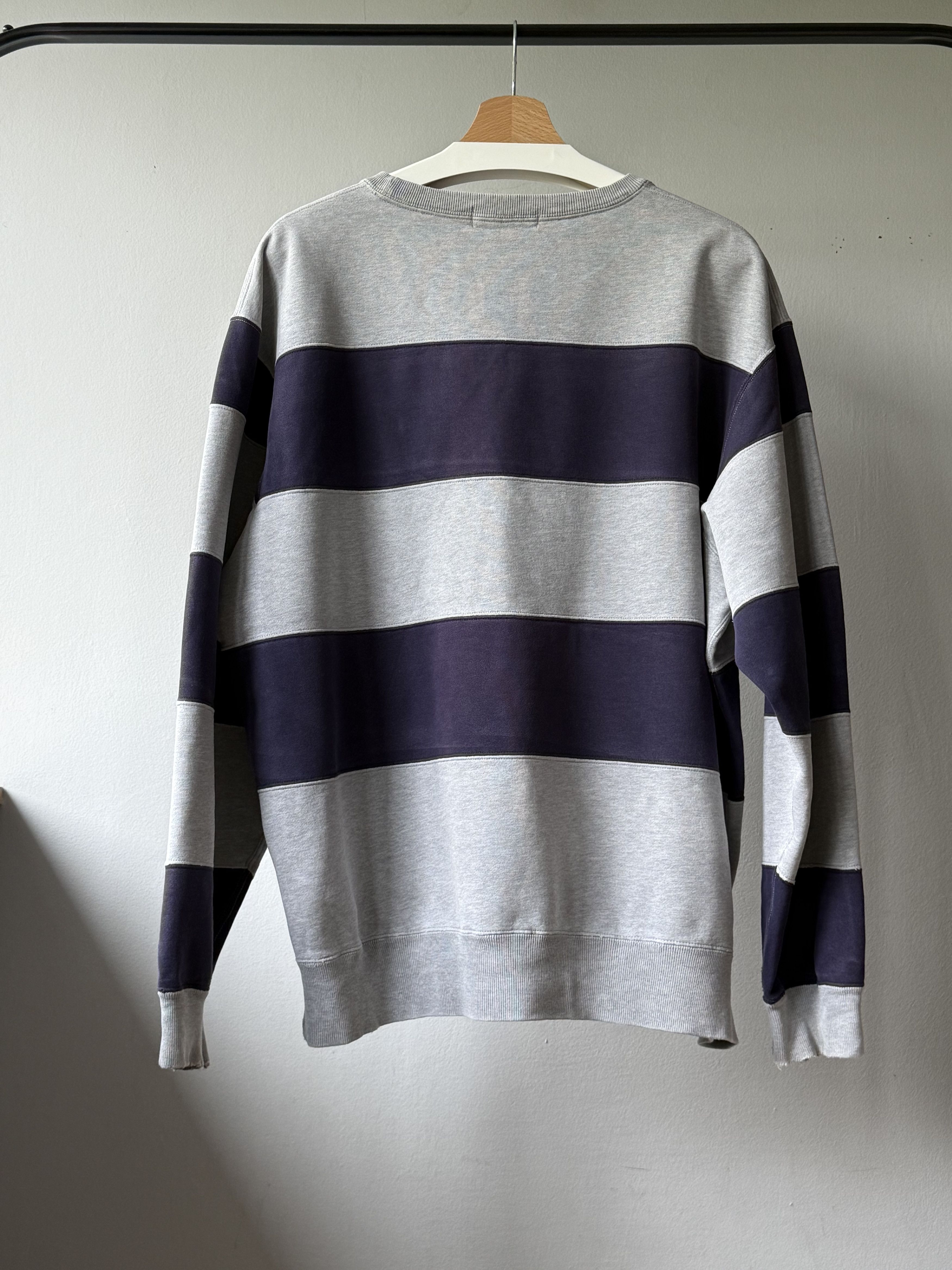 Polo Ralph Lauren Vintage 90's Polo Ralph Lauren Blue Gray Striped Sweatshirt Size US L / EU 52-54 / 3 - 2 Thumbnail