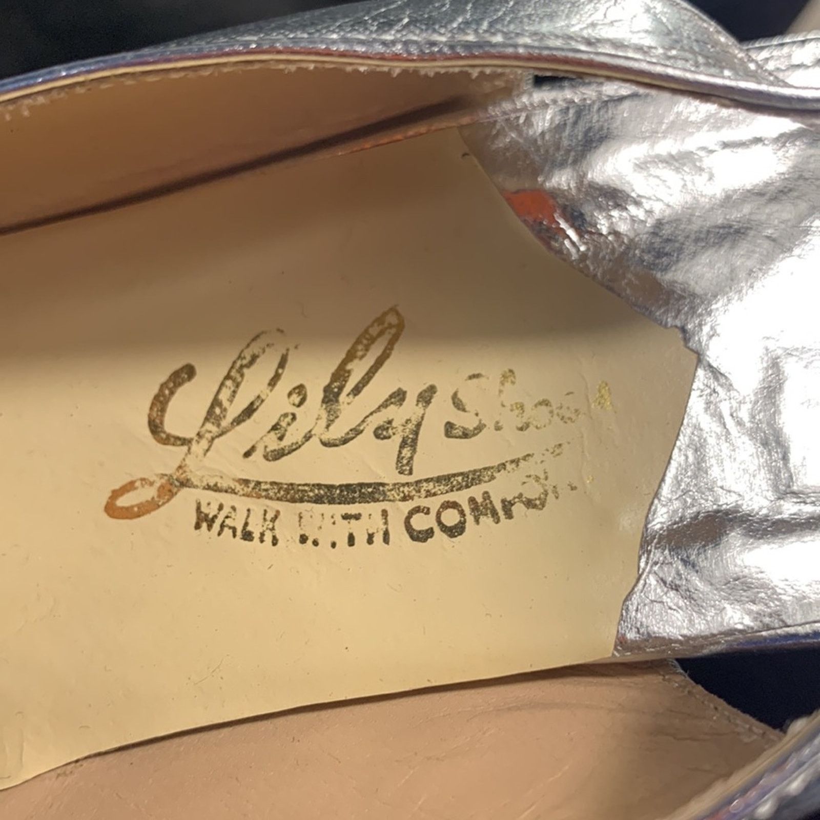 Vintage Vintage silver leather peeptoe slingback shoes with bows Size US 8 / IT 38 - 5 Thumbnail