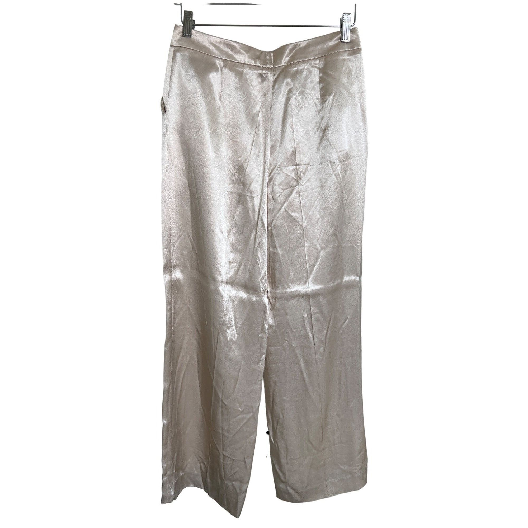 Zara Zara Satin Pleated Pants Light Beige Size 28" / US 6 / IT 42 - 4 Thumbnail