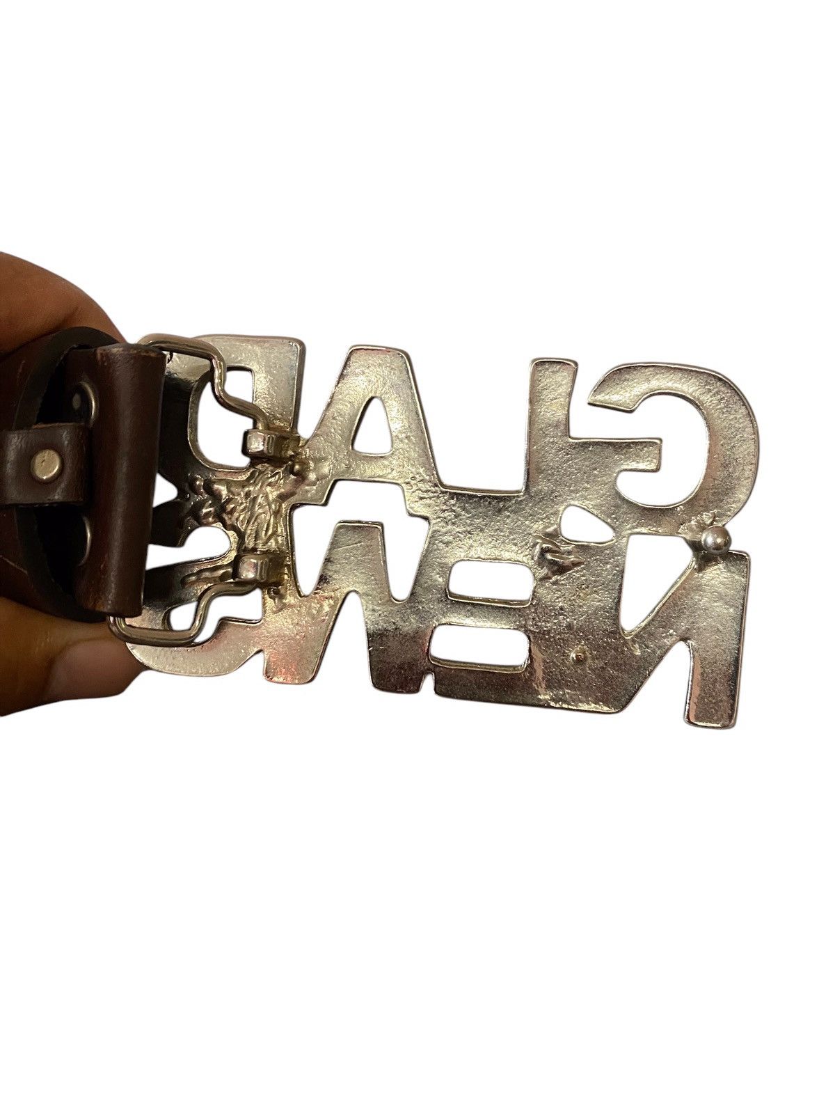 If Six Was Nine × Japanese Brand × Le Grande Bleu (L.G.B.) Glad News leather buckle belt Size ONE SIZE - 4 Thumbnail