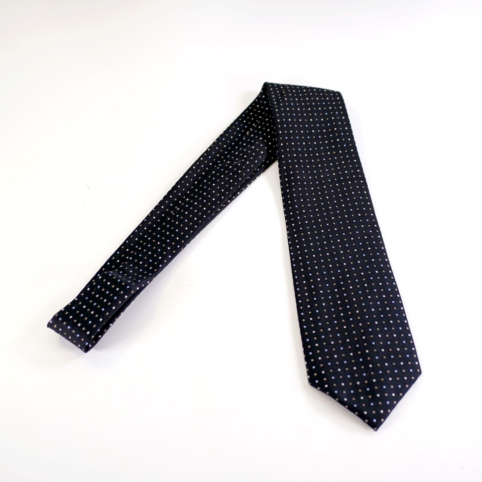 Nautica Nautica Black W/ Blue White Brown Geometric Woven Silk Tie Size ONE SIZE - 7 Thumbnail
