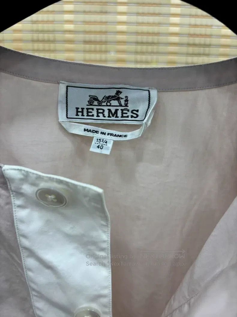 Hermes Hermes Cotton short-sleeved shirt with collarless design Size US XXS / EU 40 - 3 Thumbnail