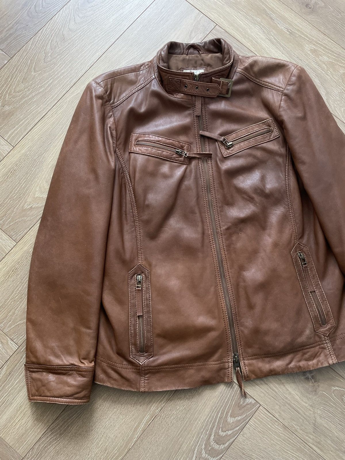 Vintage Brown Retro 90s Genuine Real Leater Bomber Punk Rock Metal Size US M / EU 48-50 / 2 - 2 Thumbnail