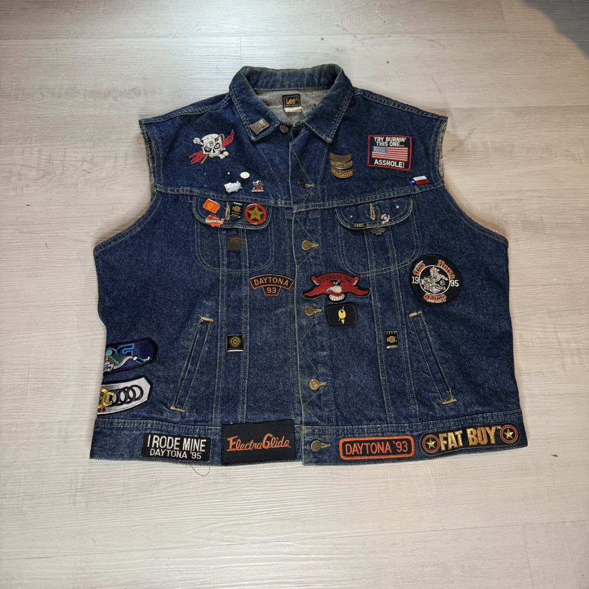 Very rare denim vintage Lee Vest Harley Davidson
