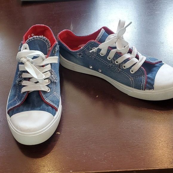 Designer Bobbie Brooks Blue Jean Tie Sz. 8 Sneakers Size US 8 / IT 38 - 2 Thumbnail