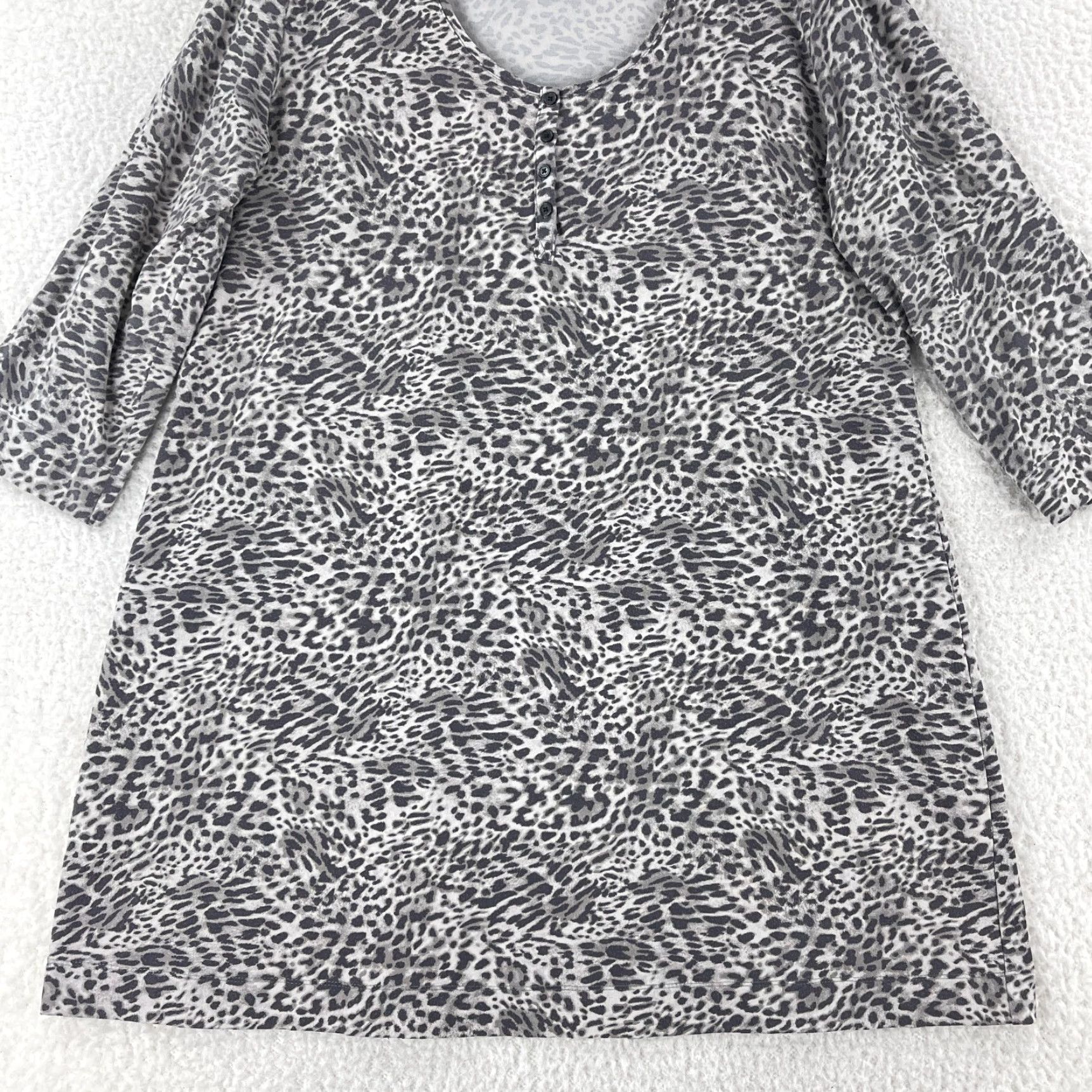 Vintage Soma Gray Animal Print Pullover Pajama Dress Womens Scoop Neck Stretch Size XXL Size XXL / US 16-18 / IT 52-54 - 4 Thumbnail