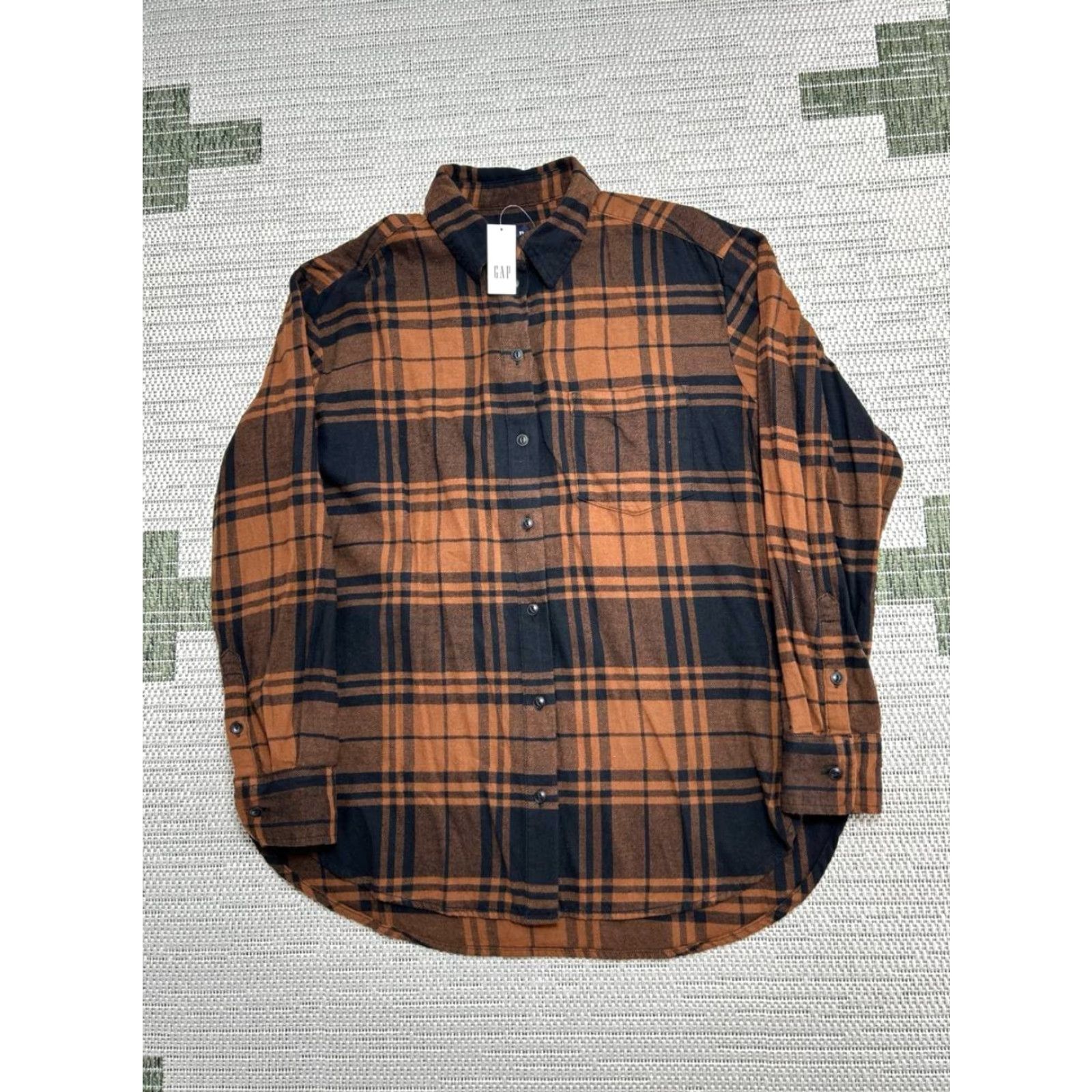 Gap Gap Shirt Womens XS Button-Up Plaid Brown Cotton Flannel Relaxed Fit Casual Size XS / US 0-2 / IT 36-38 - 2 Thumbnail