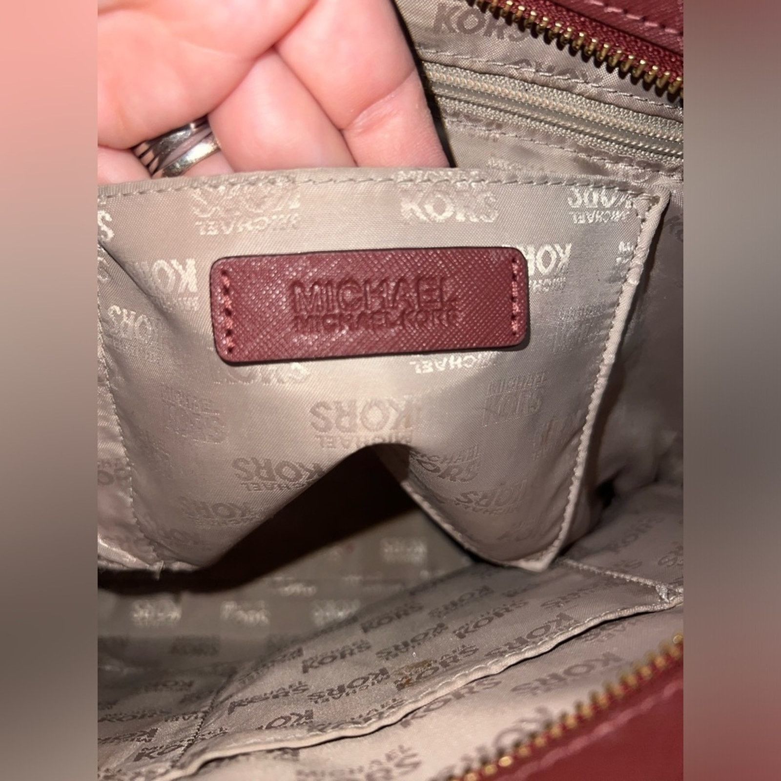 Michael Kors MICHAEL KORS Selma BROWN WINE RED Studded Saffiano Bag Size ONE SIZE - 8 Thumbnail
