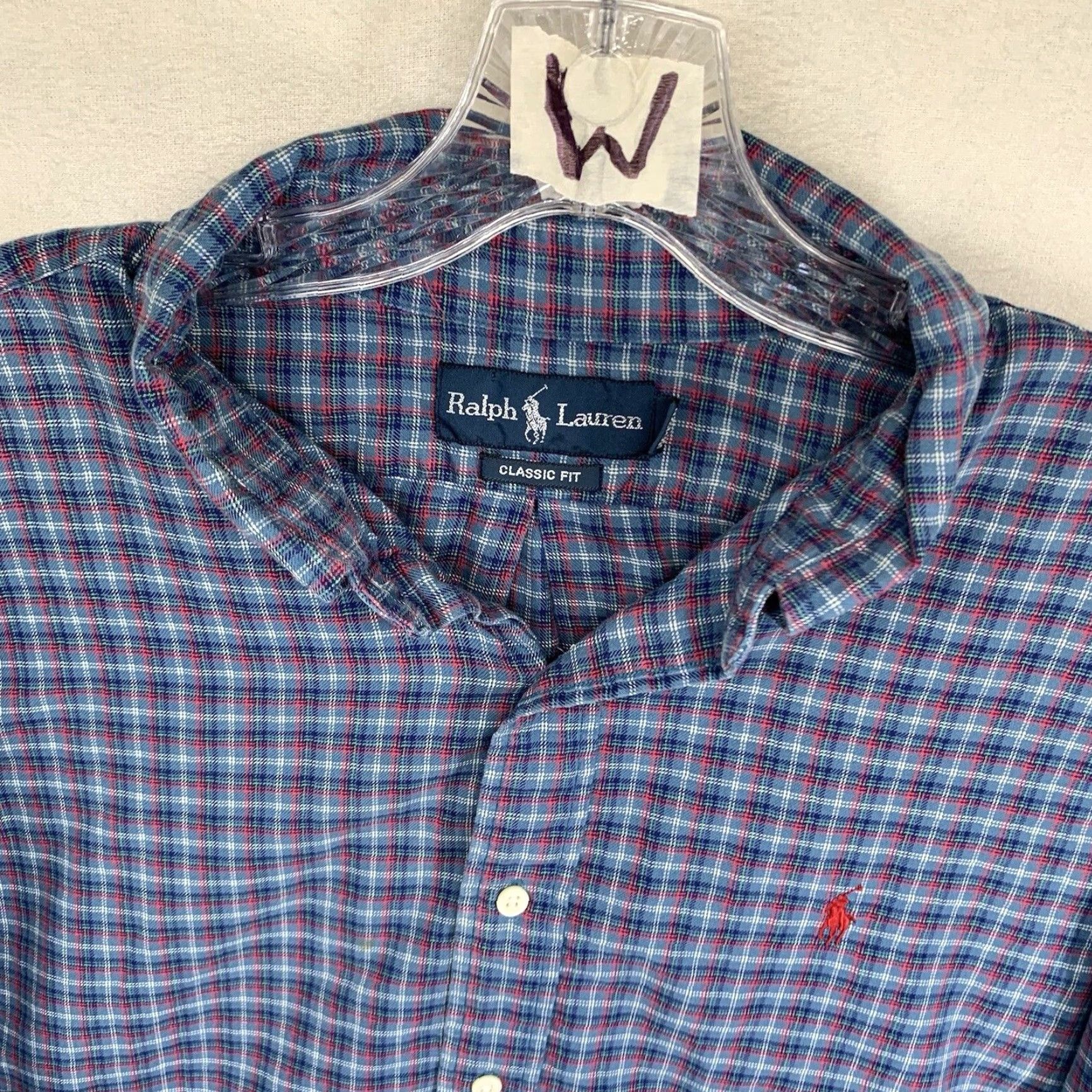 Polo Ralph Lauren VINTAGE Polo Ralph Lauren Men's XL Shirt Button-Down Blue Plaid Cotton Classic Fit All Seasons Size US XL / EU 56 / 4 - 4 Thumbnail