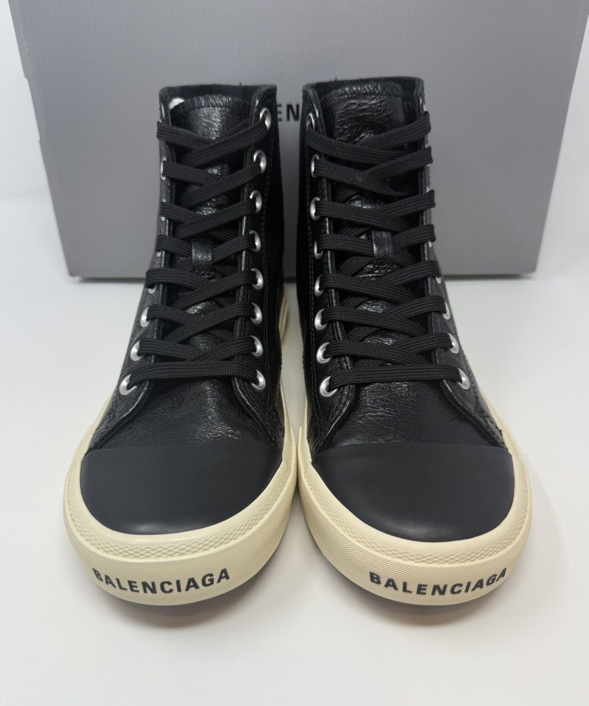Balenciaga Balenciaga Paris High Top Sneaker Black Leather Size US 7 / EU 40 - 2 Thumbnail
