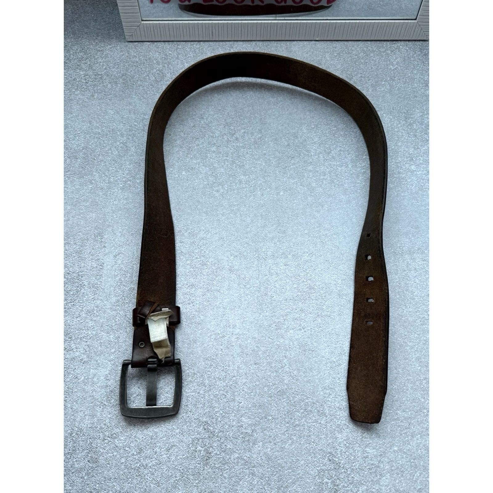Diesel VINTAGE Diesel Leather Belt Brown 102 cm Length Metal Buckle Logo Studded Western Belt Men Size ONE SIZE - 3 Thumbnail