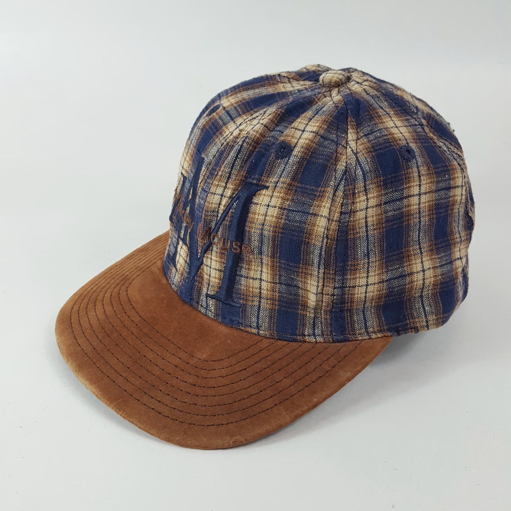 Disney VINTAGE Disney Mickey Mouse Plaid Baseball Cap Hat One Size Blue Adjustable Cartoon 90s Mens Size ONE SIZE - 3 Thumbnail
