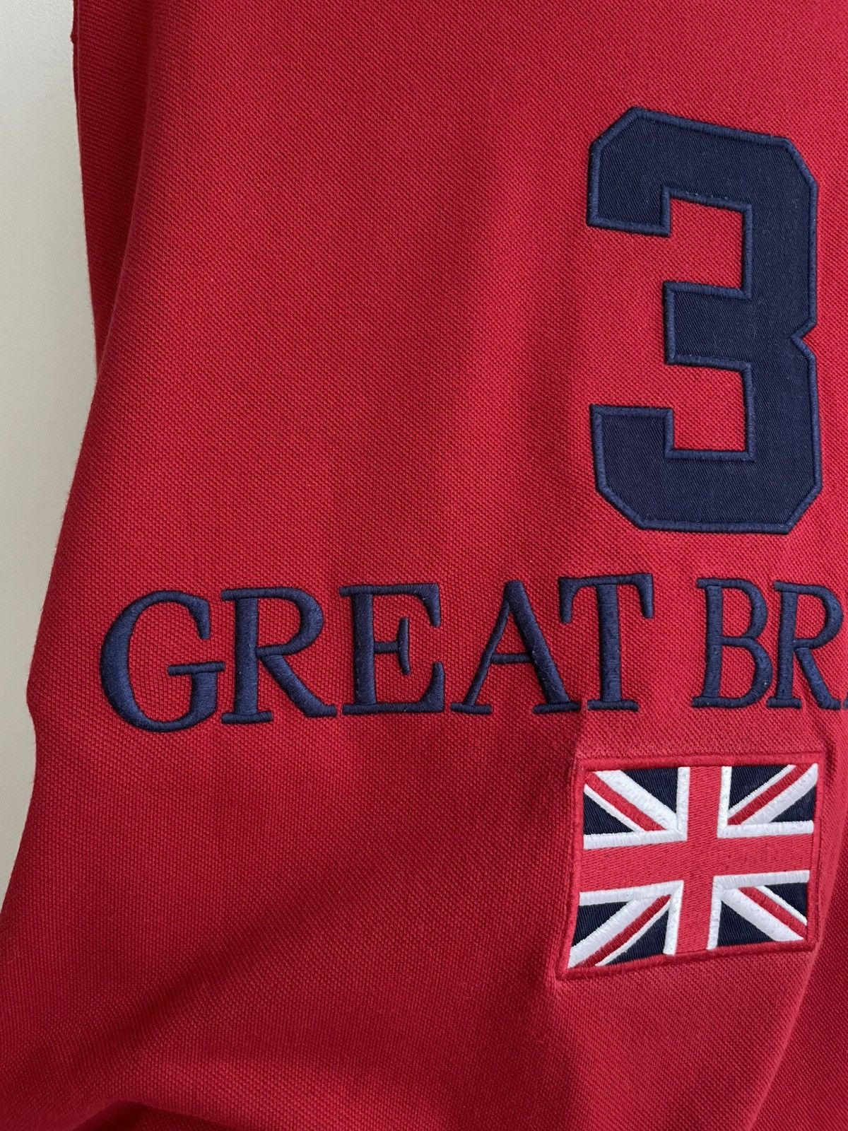 Polo Ralph Lauren × Vintage Polo Ralph Lauren Great Britain 3 Flag PRL Red Polo Shirt Size US XXL / EU 58 / 5 - 17 Thumbnail