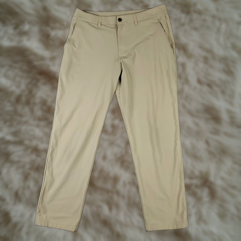 Lululemon Lululemon Pants Mens 34x29 Beige Commission Slash Pockets Chino Trousers - Flat Front, Regular Fit, Polyester, Machine Washable, Slash Pocket, Beig e? Size US 34 / EU 50 - 1 Thumbnail