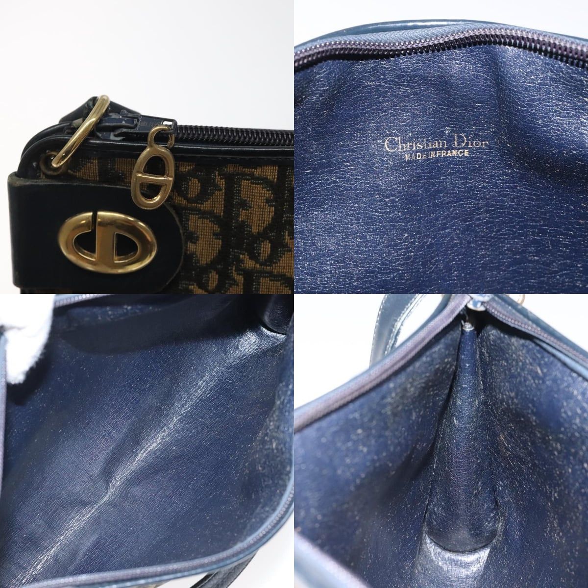 Dior DIOR Trotter Canvas Shoulder Bag Navy Gold Size ONE SIZE - 11 Thumbnail