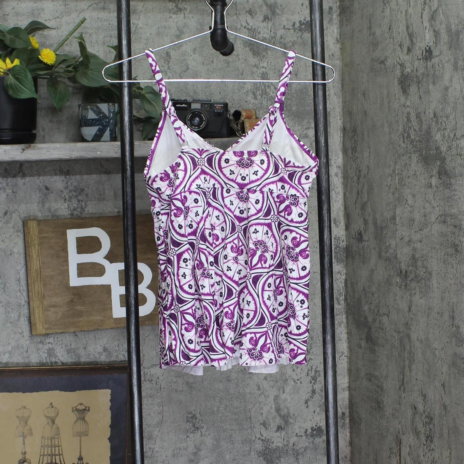 Other Nwt Swim Solutions Print Swim Top Magenta Purple / White 10 Size ONE SIZE - 2 Thumbnail