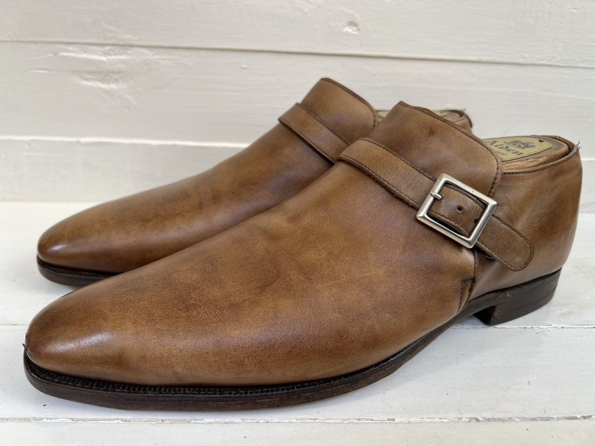Crockett & Jones Crockett & Jones Portman Brown Leather Monk Strap Shoes Size US 8 / EU 41 - 3 Thumbnail
