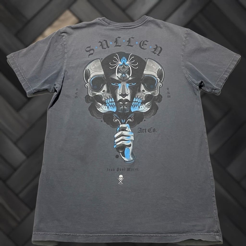Vintage Sullen Art Collective Graphic T-Shirt Mens Medium Gray Skulls Jean Paul Marat Size US M / EU 48-50 / 2 - 1 Thumbnail
