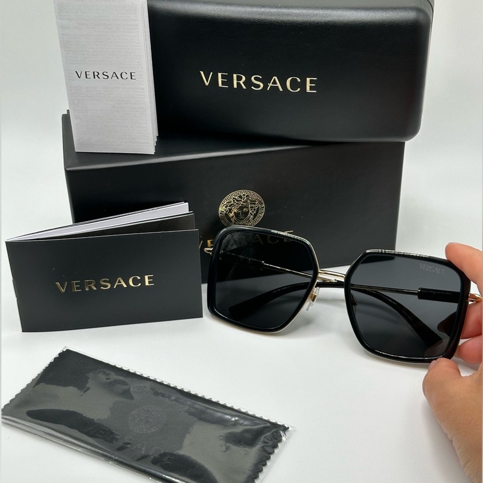 Versace NEW VERSACE VE2261 100287 Black Dark Grey Women Sunglasses Size ONE SIZE - 10 Thumbnail