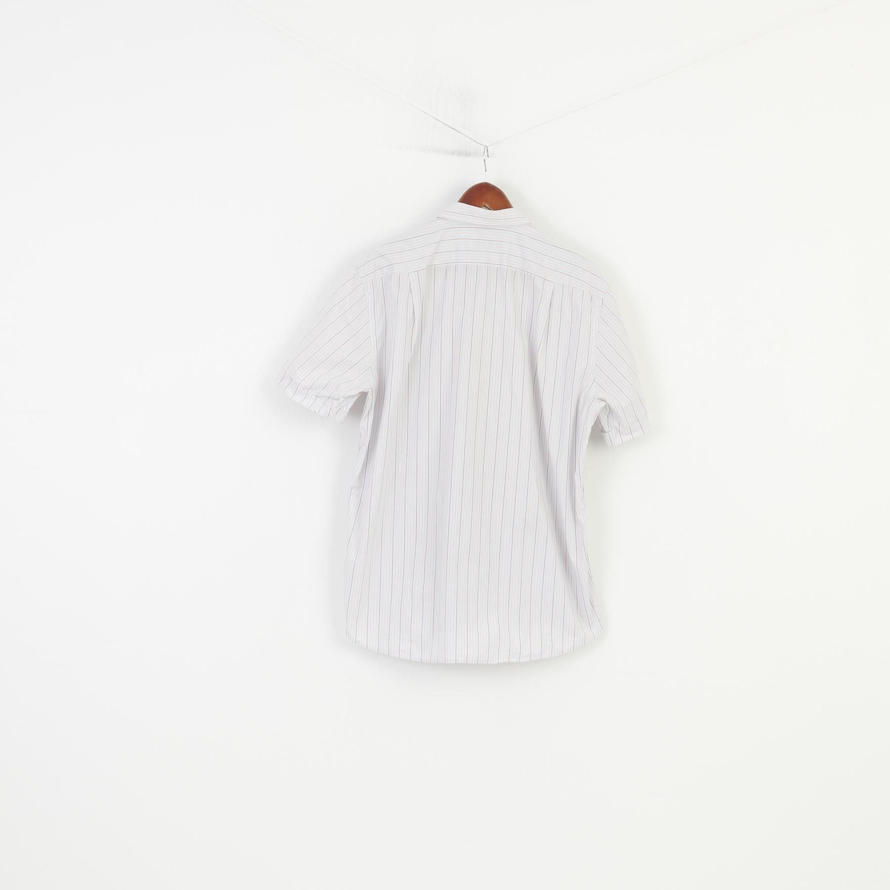 Hugo Boss × Vintage Hugo Boss Men 44 17.5 Casual Shirt Short Sleeve Cotton 4305 Size 44R - 6 Thumbnail