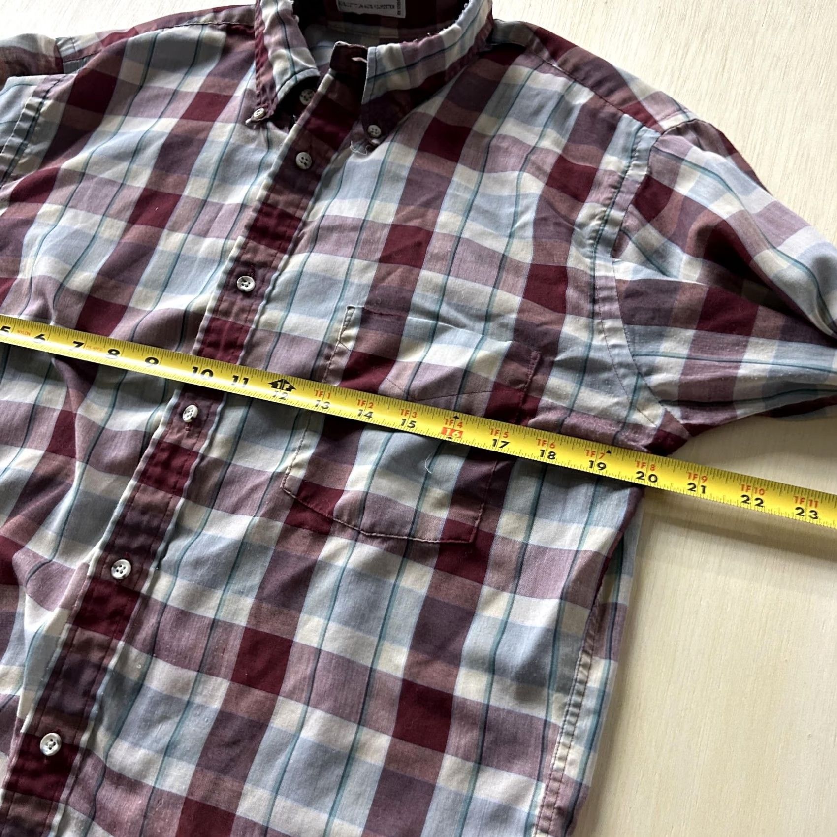 Vintage George Big & Tall Shirt Mens XL Red Plaid Button-Down Long Sleeve Cotton Polyester Blend Size US XL / EU 56 / 4 - 4 Thumbnail