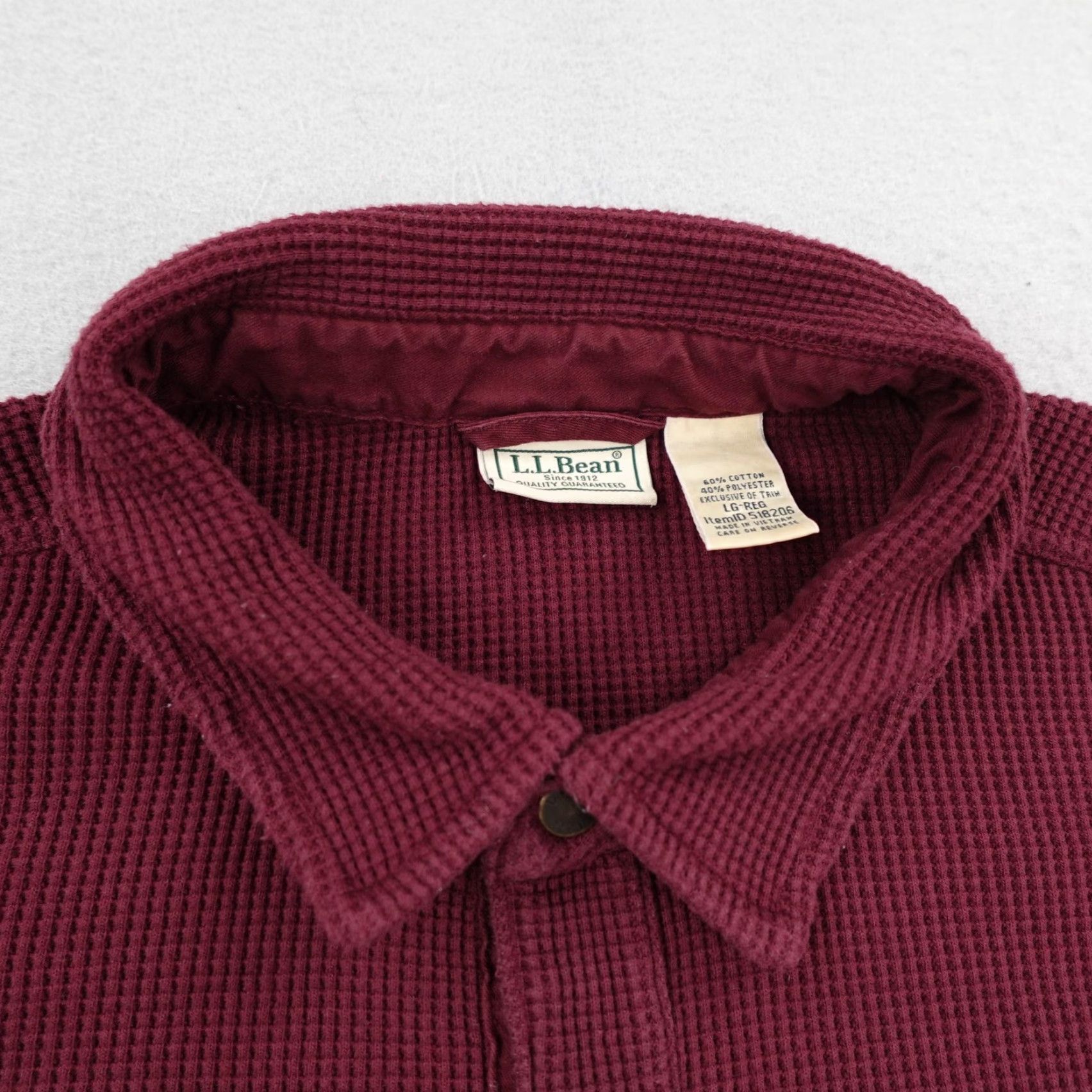 Vintage LL Bean Shirt Mens Large Red Waffle Knit Snap Front Thermal Shacket Overshirt Size US L / EU 52-54 / 3 - 2 Thumbnail