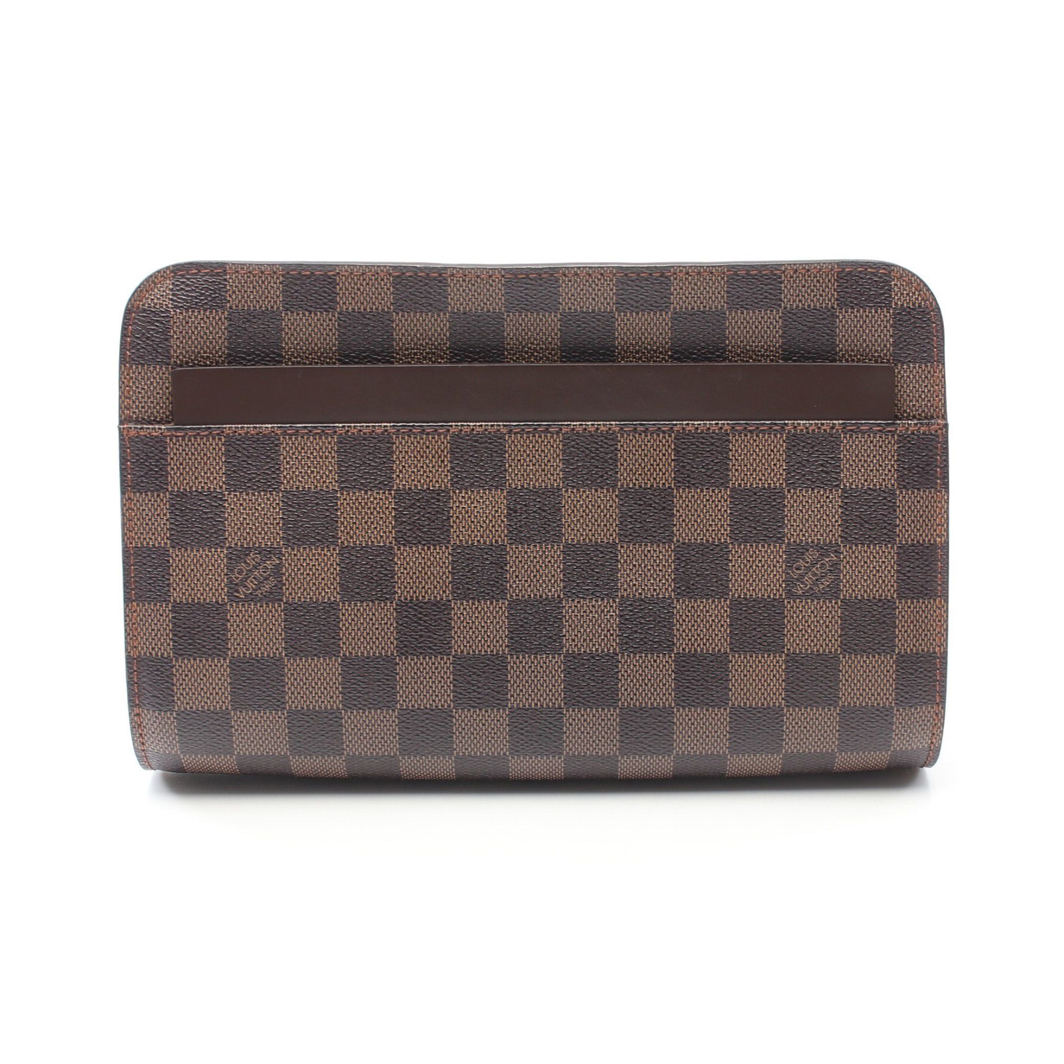 image of Louis Vuitton Saint Louis Damier Ebene Clutch Bag Second Bag Pvc Leather Brown, Men's