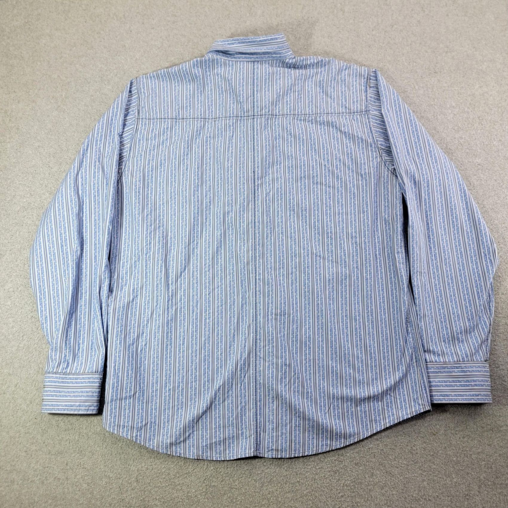 Vintage Age Of Wisdom Shirt Mens L Blue Striped Long Sleeve Snap Front Western Casual Size US L / EU 52-54 / 3 - 7 Thumbnail