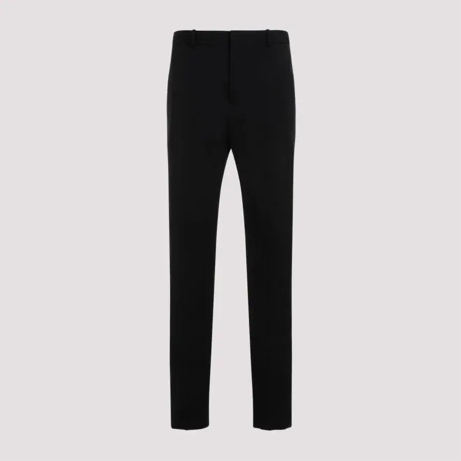 Saint Laurent Paris o1s1wg111224 High-Waisted Tuxedo Pants Grain de Poudre Black Size US 38 / EU 54 - 1 Thumbnail