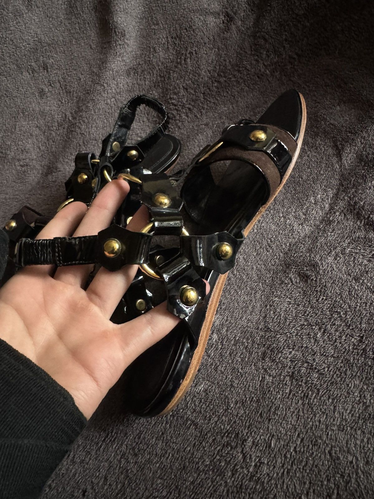 Alexander McQueen Alexander McQueen Womens Patent Leather Ankle Strap Sandals Size US 8 / IT 38 - 7 Thumbnail