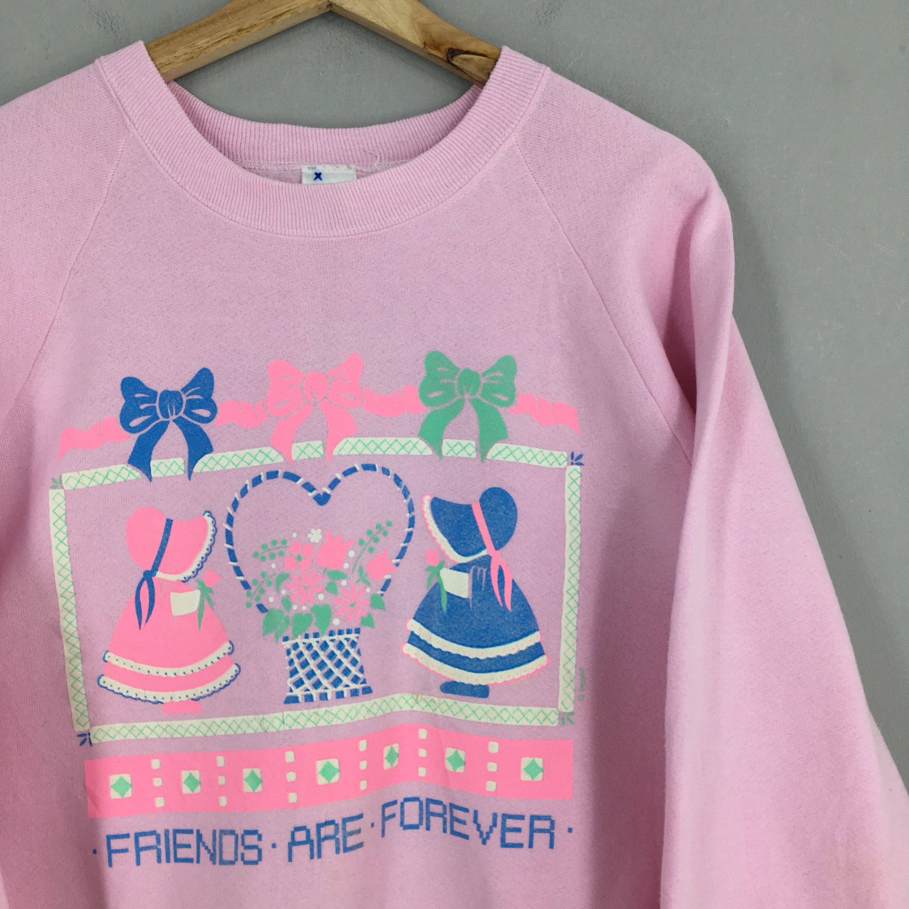 Fruit Of The Loom Vintage 90s Love Friends Forever Sweatshirt Large Size US L / EU 52-54 / 3 - 2 Thumbnail