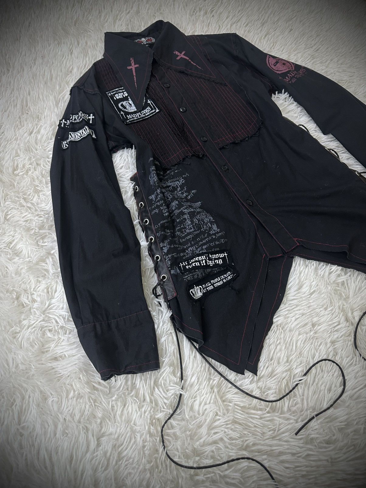 KMRii rare 2000s japanese brand MAD PUNK lace up linen vkei linen Size US M / EU 48-50 / 2 - 2 Thumbnail