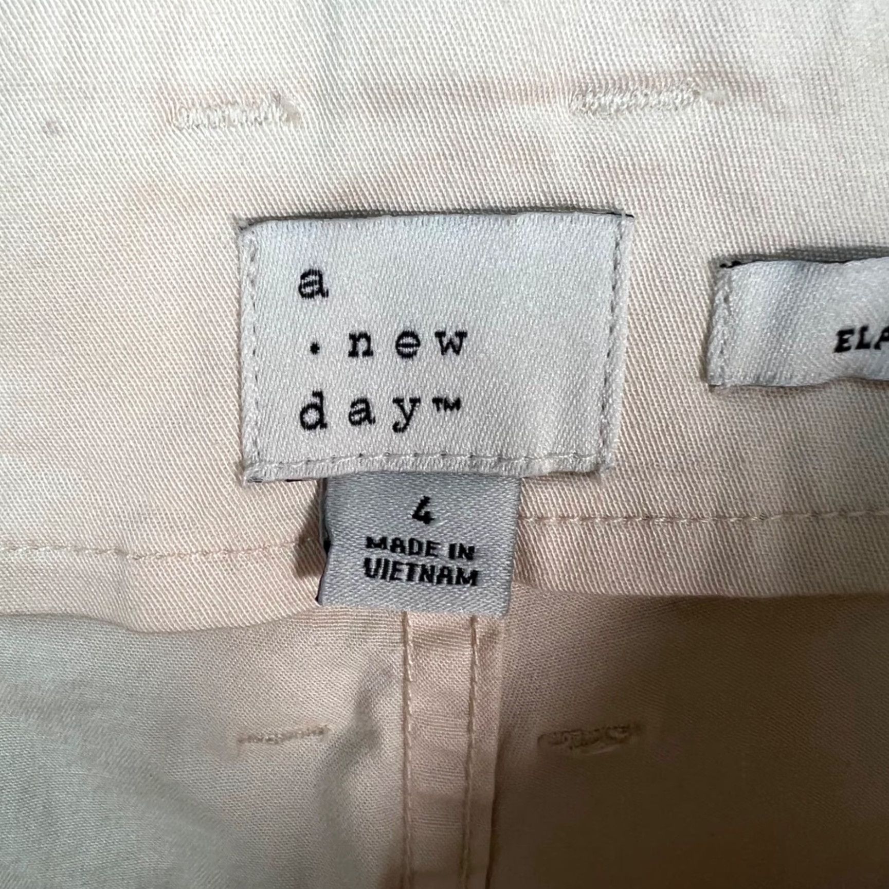 Vintage A New Day Womens Pant Cargo Wide-Leg Beige Stretch Cotton Blend High Rise 4R Size 27" / US 4 / IT 40 - 3 Thumbnail