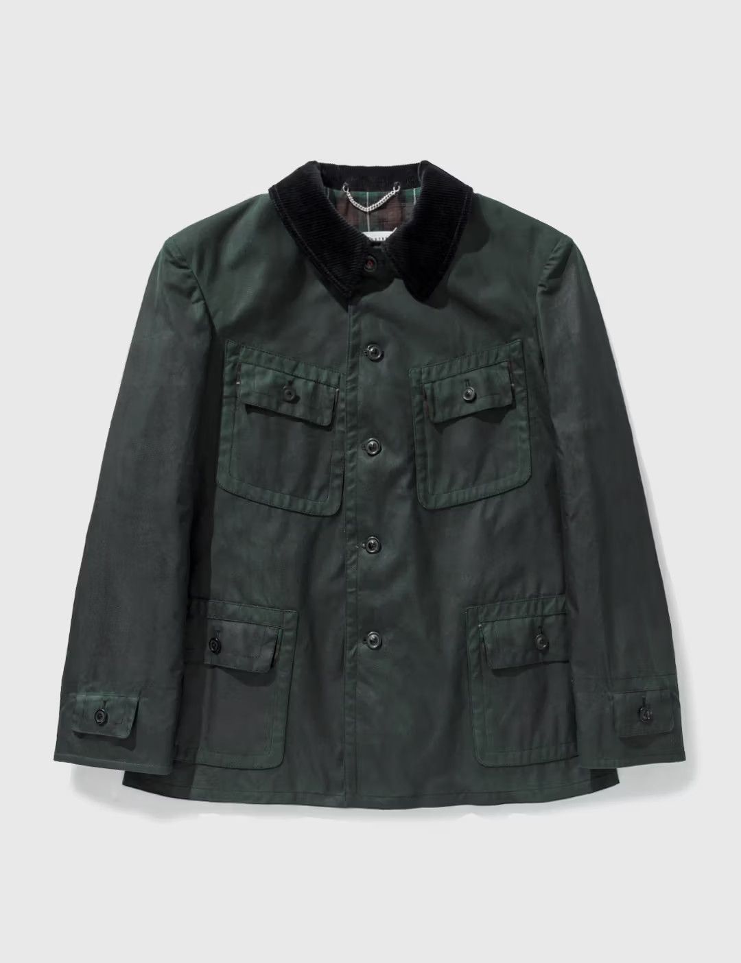 Maison Margiela o1w1db10525 Waxed Cotton Worker Jacket in Dark Green Size US L / EU 52-54 / 3 - 1 Thumbnail