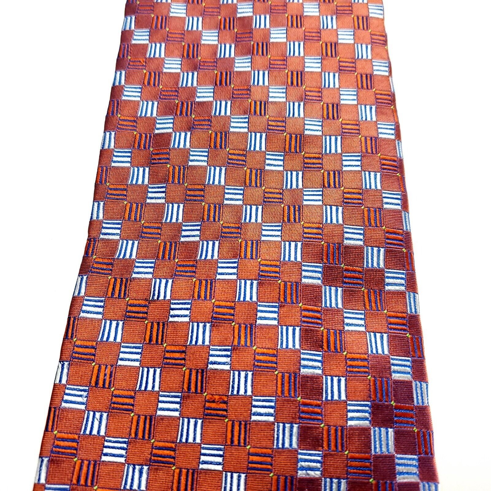 Alexander Julian Alexander Julian Colours Silk Tie Woven Orange Geometric Wid Size ONE SIZE - 2 Thumbnail