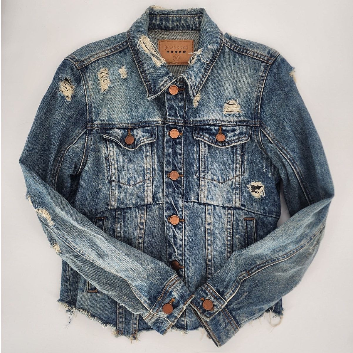 BLANKNYC Blank NYC Distressed Denim Jacket - Women's Size XS Size XS / US 0-2 / IT 36-38 - 12 Thumbnail