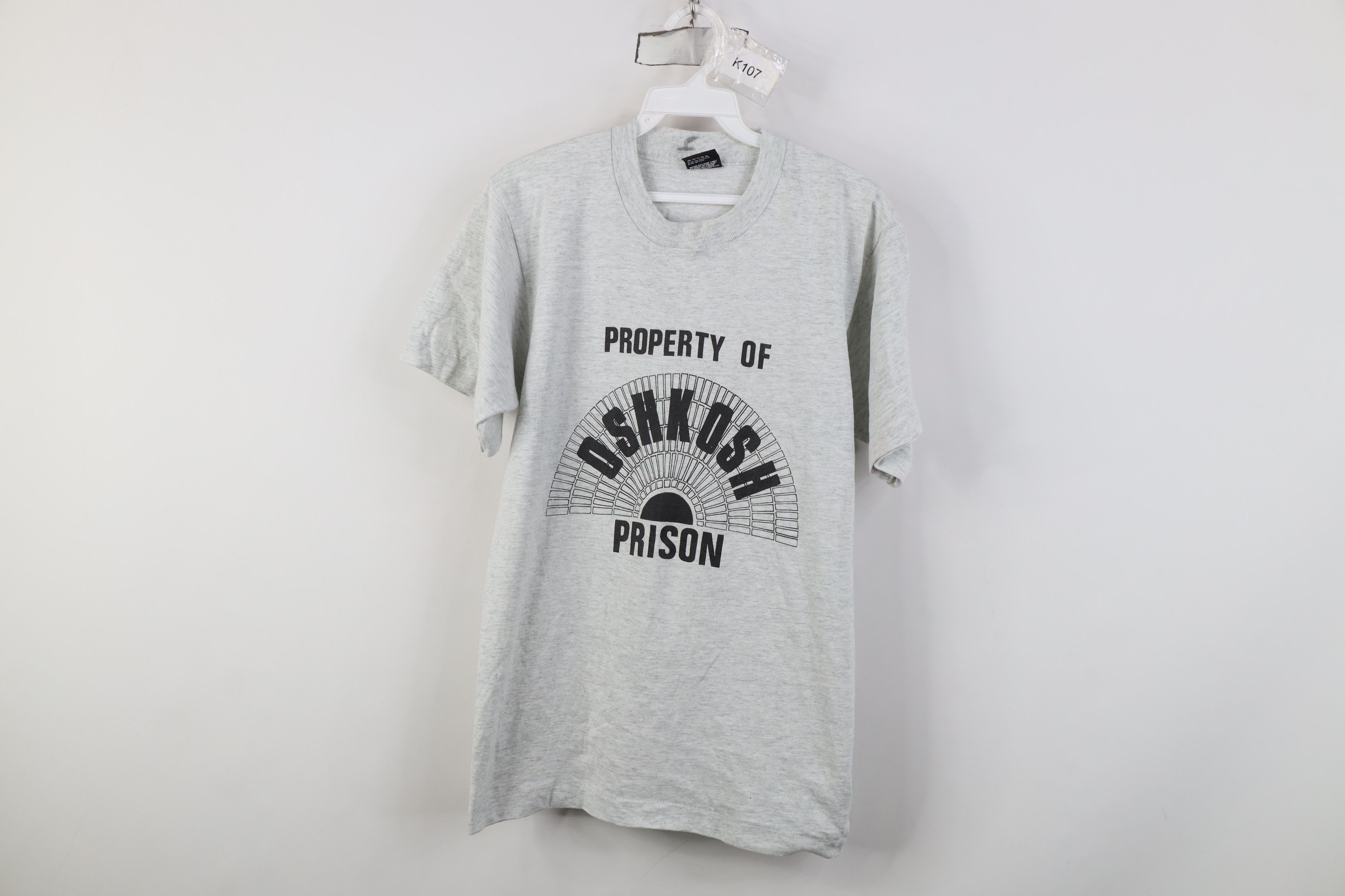 Vintage Vintage 90s Property of OshKosh Prison T-Shirt Gray USA Size US M / EU 48-50 / 2 - 1 Thumbnail