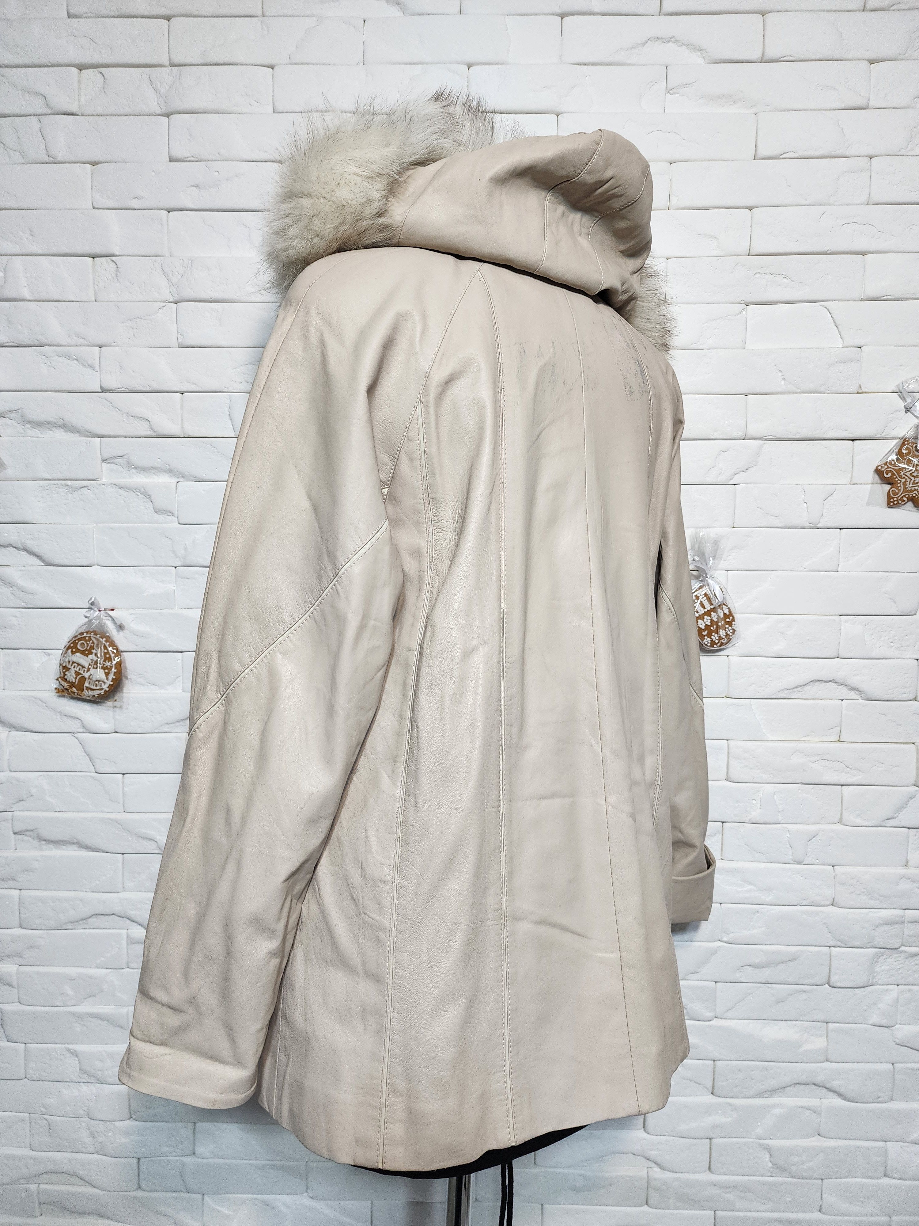Genuine Leather Beige Leather Jacket: Women's Metal Zipper Front, Pockets Size L / US 10 / IT 46 - 6 Thumbnail