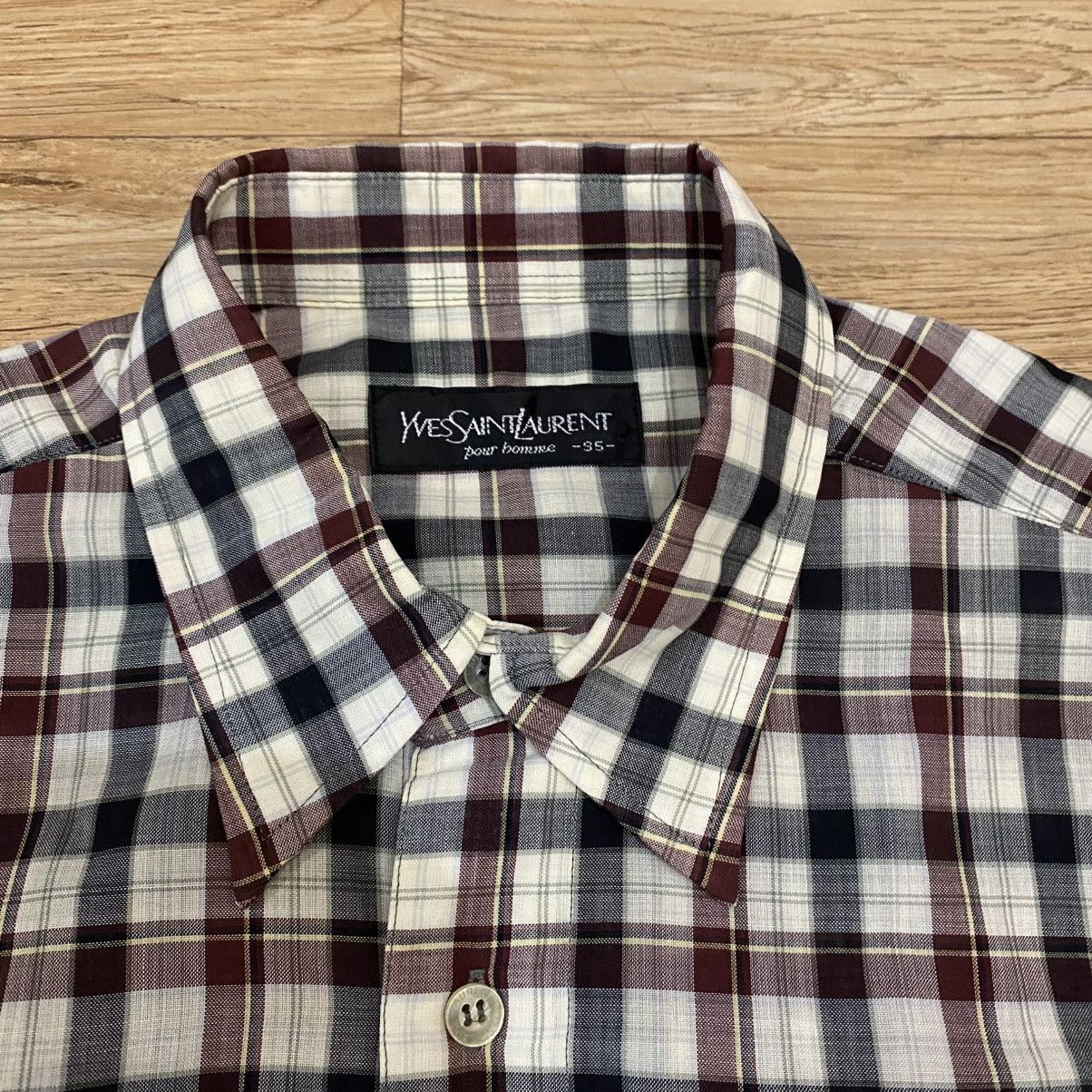 Yves Saint Laurent 1990s Yves Saint Laurent Pour Homme Plaid Button Up Shirts Size US L / EU 52-54 / 3 - 11 Thumbnail