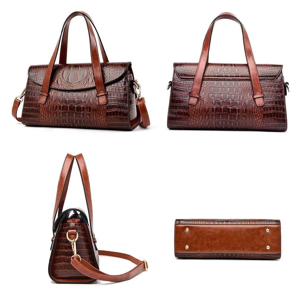 Leather Luxury Crocodile Leather Handbags Designer Vintage Street Size ONE SIZE - 5 Thumbnail