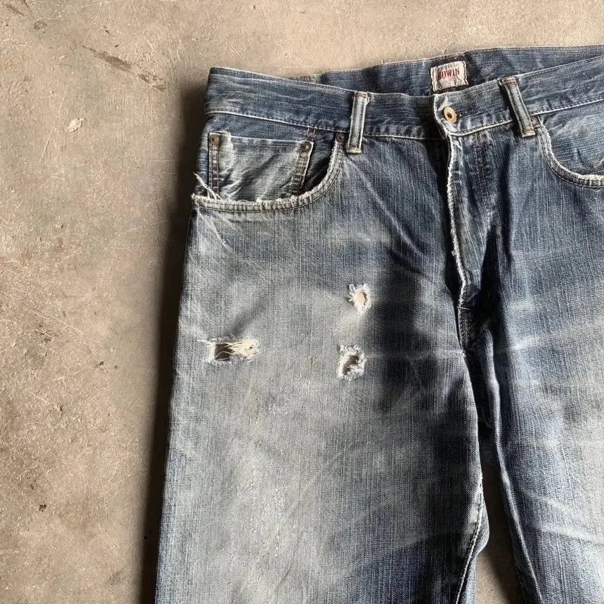 Vintage THRASHED‼️Vintage Edwin 505 Jeans Distressed Denim Pants Size US 36 / EU 52 - 5 Thumbnail