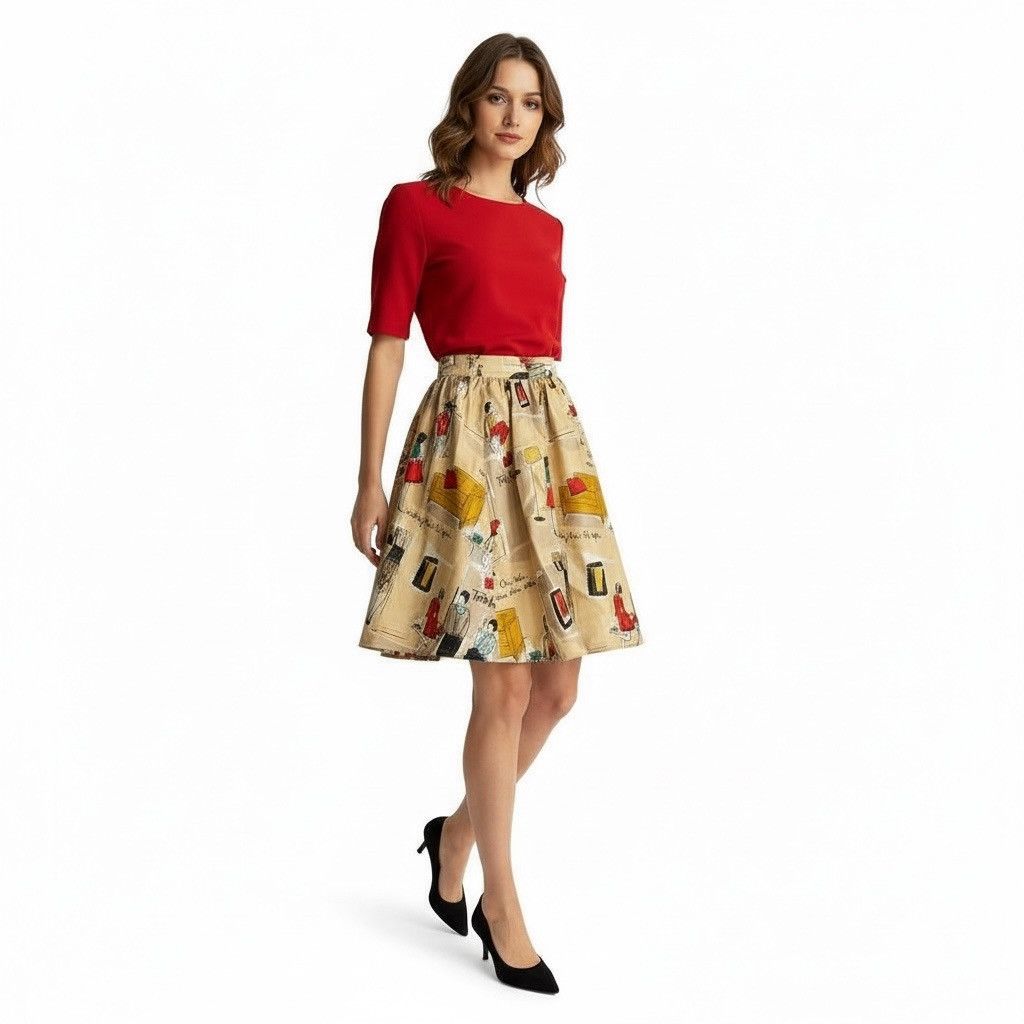Kate Spade Kate Spade Silk-Blend Illustrated Skirt – Size 4 Size 27" / US 4 / IT 40 - 3 Thumbnail