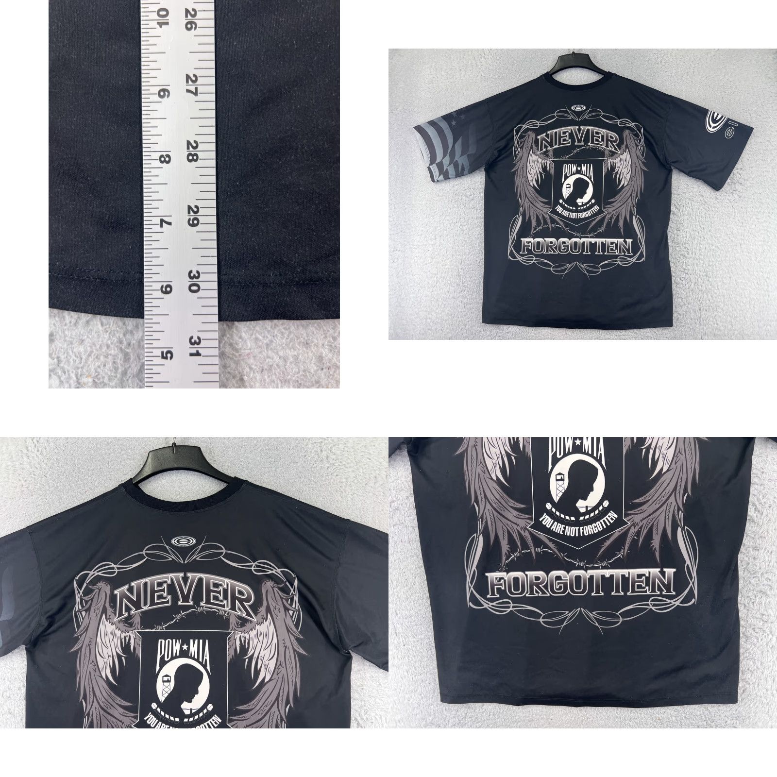 Vintage VINTAGE Elite Sports Shirt Men L Black All Branches POW MIA Embroidered Logo Photo Snags Front Back Size US L / EU 52-54 / 3 - 9 Thumbnail